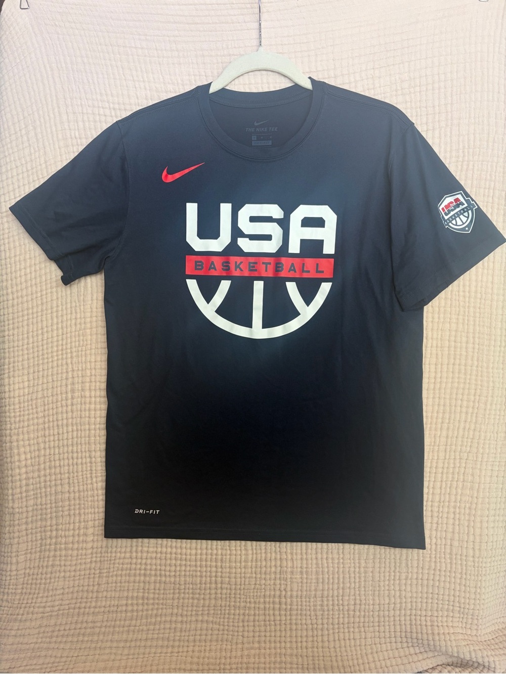 Nike Team USA Basketball Dri-FIT T-Shirt Navy Blue Red White Size M